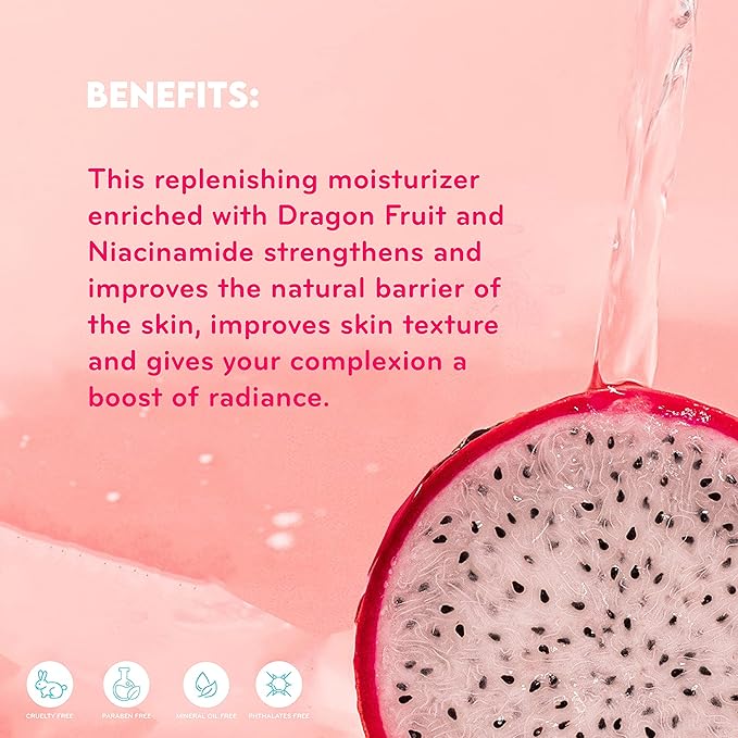 pūrlisse Dragonfruit + Niacinamide Hydrating Face Moisturizer - Face Moisturizer for Radiance & Improved Texture - Strengthens Skin Barrier, Reduces Blemishes & Fights Signs of Aging (1.7 Fl oz)