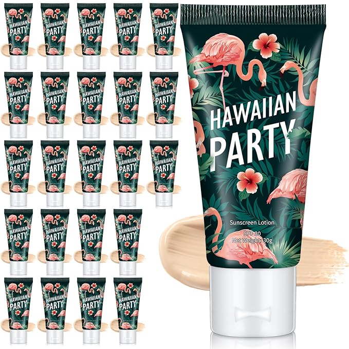 24 Pcs Mini Sunscreen Bulk for Summer Wedding Party Spf 30 Water Resistant Sunscreen Lotion Bulk 1oz Travel Size for Thank You Gifts Wedding Party Supplies(Skin Color Cream,Flamingo)