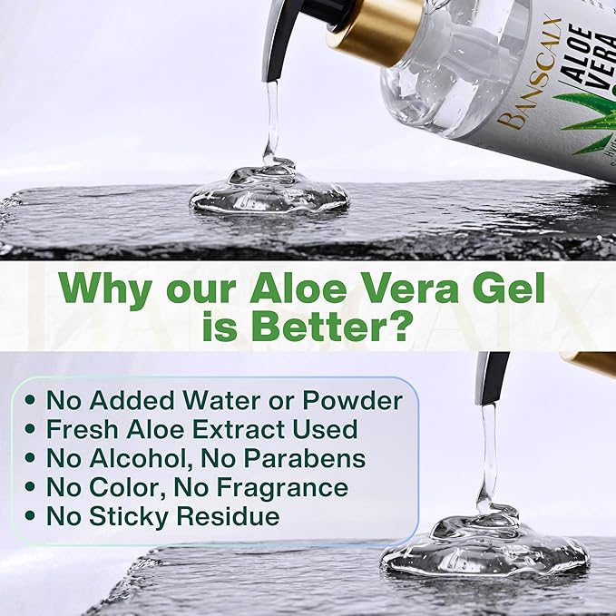 Aloe Vera Gel - 99% Pure Natural Aloe Vera - Hydrating & Soothing Gel for Face, Skin, Scalp & Hair – After Sun Care, Dry & Sensitive Skin, Non-Sticky, Alcohol-Free (10.14 oz)