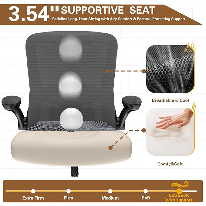Ergonomic Office Chair - High Back Desk Chair with Adjustable Lumbar Support, Breathable Mesh Back, 330LBS Capacity, Easy Assembly, for Home Office Executive Computer Task