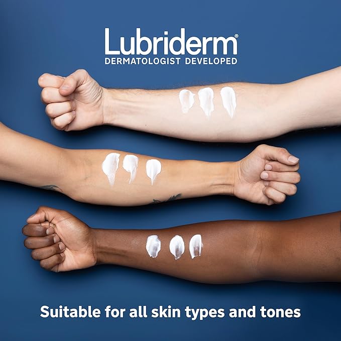 Lubriderm Fragrance Free Daily Moisture Lotion + Pro-Ceramide Shea Butter & Glycerin Face Hand & Body Lotion for Sensitive Skin Hydrating 24 Hour Moisturizer Healthier-Looking Skin 24 fl.Oz Pack of 3
