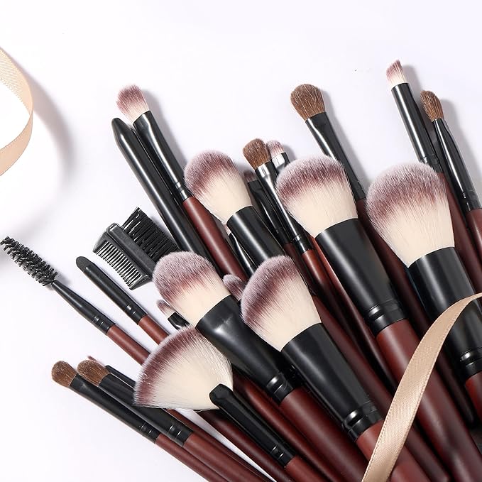 Makeup Brushes Set 26-Piece Makeup Brushes Premium Synthetic Foundation Powder Concealer Blush Eyeshadow Contour Professional Makeup Brush Set with 2 Brush Bags (Makeup brush set)