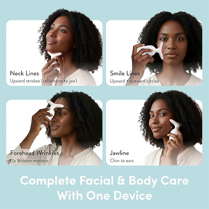 Éclat Facial Massager for Lymphatic Drainage, Face, Neck & Body Tool for Skin Care, Heated Electric Beauty Device for Wrinkles, Fine Lines, Puffy Skin, Lifting, Firming, Sculpting with 7 Light Therapy