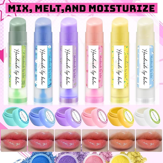 GZDUCK DIY Lip Balm Making Kit- 42Pcs Lip Balm Making Set, Make Your Own Lip Gloss, Lip Gloss Making with Multi-Flavor Multicolored DIY Makeup Set Gifts for Women