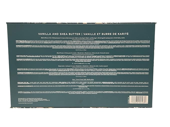Crabtree & Evelyn Vanilla & Shea Butter Collection Set (Bath & Shower Gel 8.4 fl oz, Hand Therapy 3.5 oz, Body Lotion 8.4 fl oz, Bar Soap 3.5 oz)