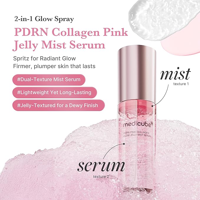 medicube Jelly Mist Serum Duo: Pink PDRN Collagen and Kojic Acid Turmeric Gold Jelly Mist | Mix & Match Hydration, Calming & Radiance Care