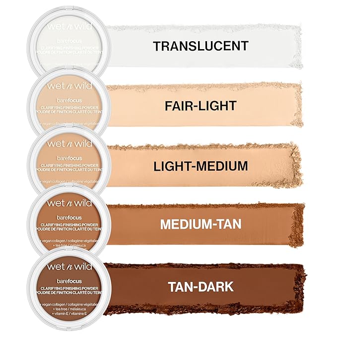wet n wild Bare Focus Clarifying Finishing Powder | Matte | Pressed Setting Powder Medium-Tan (Pack of 2)