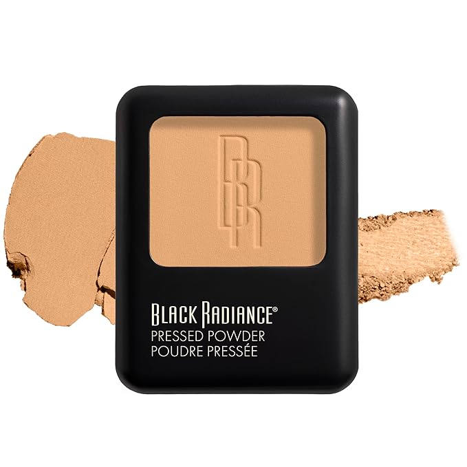 Black Radiance Pressed Powder, Pigment-Rich Matte Finish for Light Skin Tones, Oil-Absorbing Compact with Mirror & Sponge - Crème Fresh