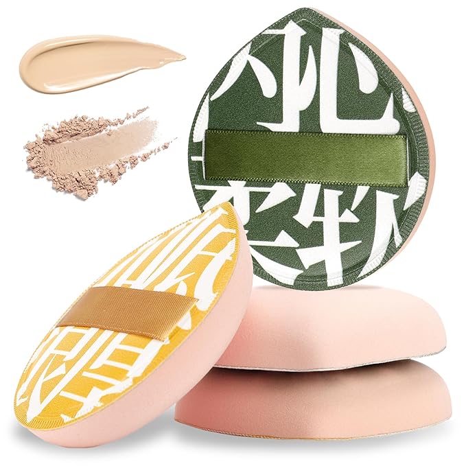 4 Pcs Korean Makeup Sponge Puff, Soft Teardrop Makeup Setting Powder Puff Cushion Foundation Sponge for Concealer, Liquid, Cream, and Powder (Large Size)