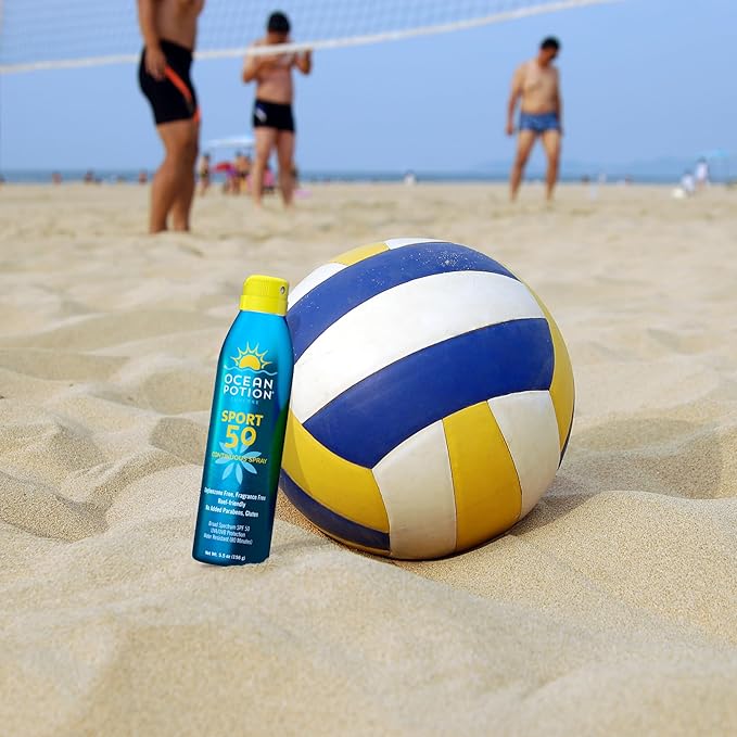 Ocean Potion Sport Sunscreen Spray SPF 50 - Broad Spectrum UVA/UVB Sunscreen | Continuous Sunscreen Spray with Vitamin E & Aloe - Lightweight, Water Resistant, Oxybenzone-Free - 5.5 oz