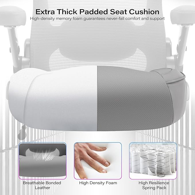 Big and Tall Office Chair 600lbs with 3D Flip Arms, Heavy Duty Large Executive Computer Desk Chair Ergonomic Mesh High Back Plus Size Chair for Adults