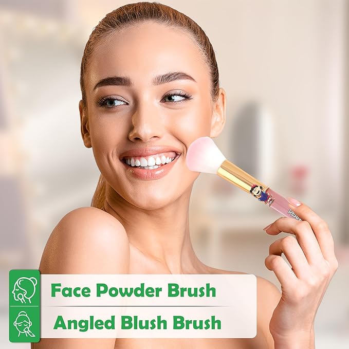 Profusion Cosmetics Peanuts Merry And Bright Brush Set with Case, Fluffy Makeup Brushes for Blending, Shading, and Blush, Achieve Holiday Beauty
