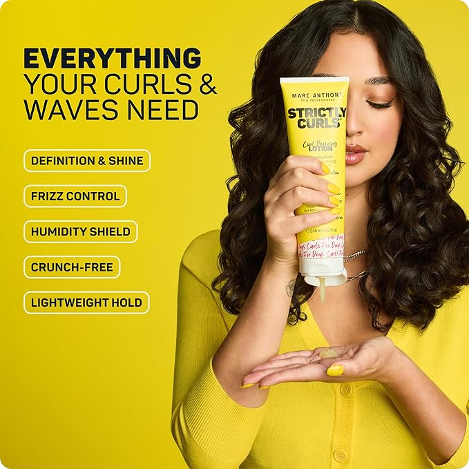 Marc Anthony Curl Defining Hair Styling Lotion for Curly Hair, Strictly Curls - Long Lasting Moisturizing Lightweight Gel for Maximum Curl Definition, Bounce & Shine - Styling Product Reduces Frizz