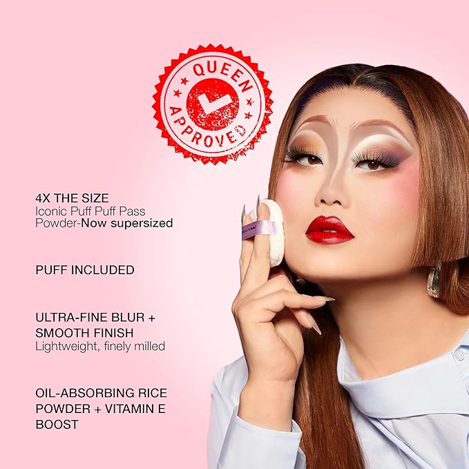 KimChiChic Beauty Giant Puff Puff Pass Set & Bake Powder - Loose Setting Powder with Rice Powder & Vitamin E, Finely Milled for All Day Wear, Translucent 80g