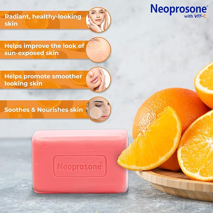 Neoprosone, Skin Brightening Soap | 7oz / 200g | Exfoliating, Cleansing Bar, Helps to Reduce Spots on: Knees, Elbows, Face, Private Areas | For Women and Men, with Vitamin C and Castor Oil