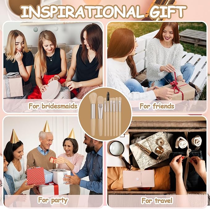 12 Sets Travel Makeup Brush Set Brushes Bag Bridesmaid Gift Synthetic Fiber Face Make up Brushes Angled Blush Brush for Wedding Bridal Shower Favors Bachelorette Party Gift