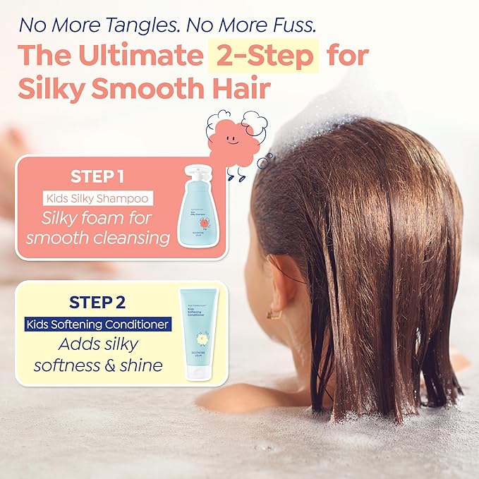 GOONGBE Kids Detangling Conditioner – Silicone-Free Softening for Frizzy Tangle-Prone Hair – Lightweight Non-Greasy with Triple Oil Complex (Macadamia, Sunflower, Oat), Allergen-Free 6.76 fl oz