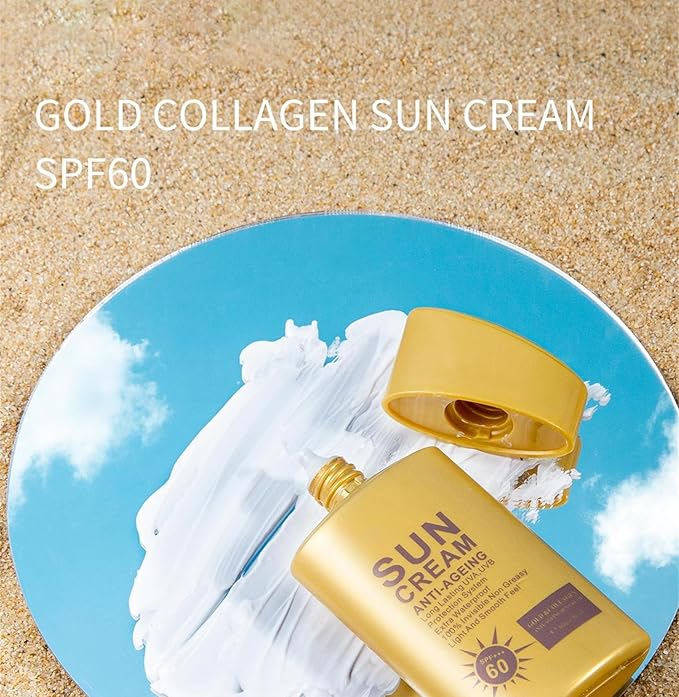 Anti Aging Sunscreen SPF 60 for Face and Body, Sun Screen Protector Walerproof, Non Greasy, Light and Smooth Feel Sunscreen Lotion Moisture Sun Cream, Beach Essentials for Women (SPF 60)