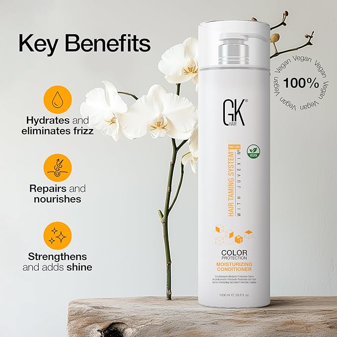 GK HAIR Moisturizing Conditioner Colored Hair Treated for Dry Damaged Repair Curls Intense Hydration Strengthening Frizz Control Keratin Treatment Paraben Phthalate & Sulfate Free 33.8 OZ
