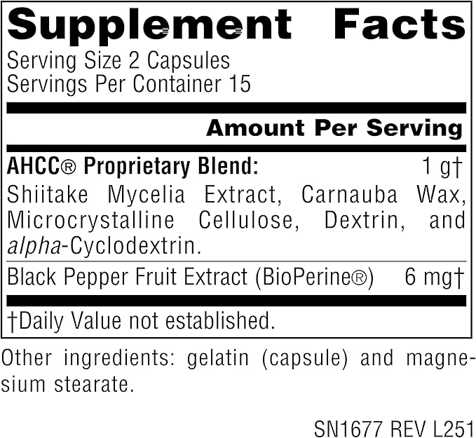 Source Naturals AHCC with Bioperine - Increases Natural Killer Cell Activity* - 500 mg - 30 Capsules