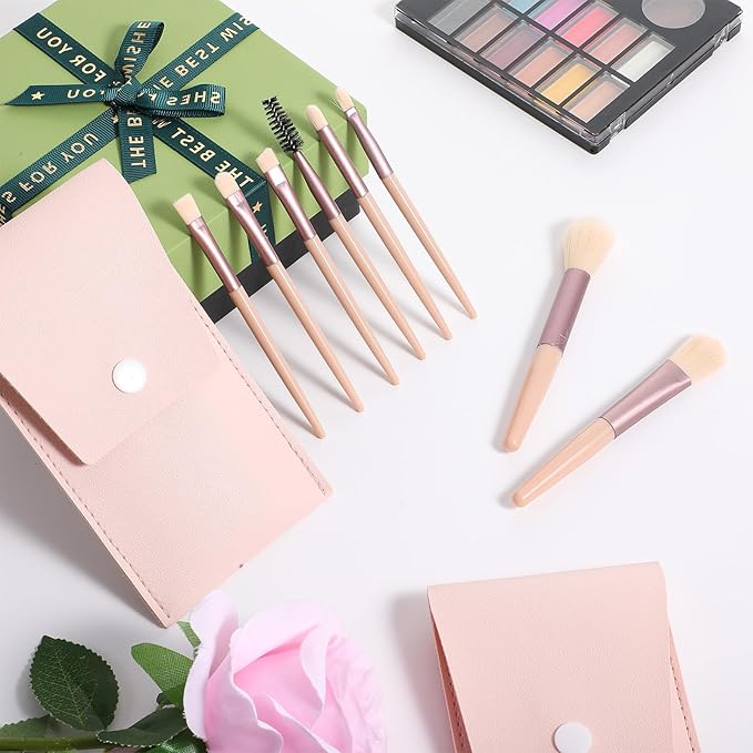 24 Sets Mini Size Travel Makeup Brush Set Bulk, Face Mini Makeup Brushes Bulk with Brush Bag, for Women Girls Wedding Shower Favors Bachelorette Bridal Party Gift for Bridesmaids