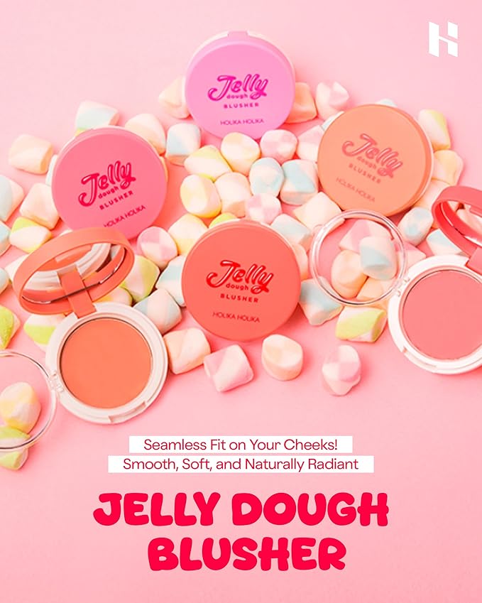 HOLIKA HOLIKA Jelly Dough Blusher 01 Peach Jelly - Korean Makeup Face Cheek Color, Long-Lasting Gel to Powder Formula, Smooth Matte Finish, Lightweight Non-Clumping Blush, 0.15oz.