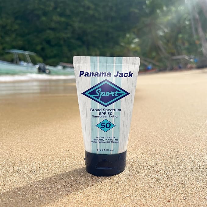 Panama Jack Sport Sunscreen Lotion - SPF 50, Broad Spectrum UVA/UVB Protection, Non-Greasy, PABA, Paraben, Gluten & Cruelty Free, 3 FL OZ (Pack of 6)