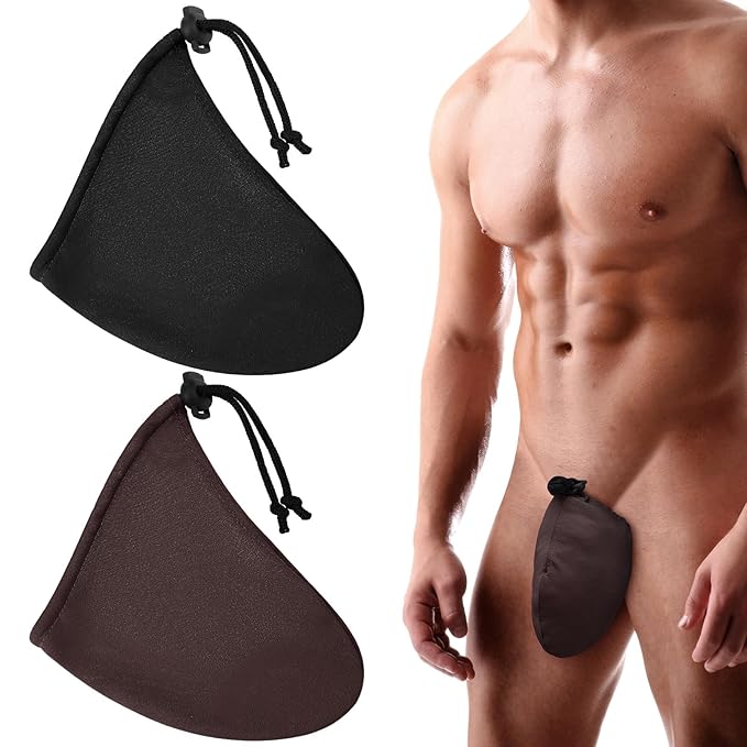 2 Pcs Men's Tanning Pouch Sun Protection, Tanning Cover for Men (Brown and Black)