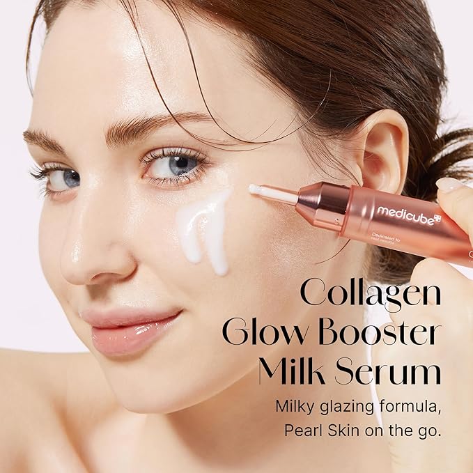 medicube Milky Collagen Double Glow Lock Duo: Collagen Glazed Milky Wrapping Mask and Booster Serum | 130DaCollagen, Niacinamide, Glutathione for Plumped, Radiant Glass Skin