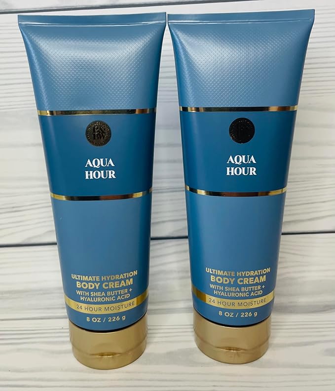 Bath & Body Works Aqua Hour Ultimate Hydration Body Cream 8 Ounces Pack of 2