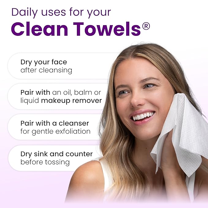 CLEAN SKIN CLUB Healthy Aging Clean Towels® XL, Smooths Fine Lines Wrinkles & Texture, Disposable Face Dry Wipes, XL - 1 Pack (50 count)