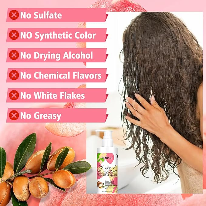3-In-1 Styling Cream for Flyaways and Frizz - Keratin Protein Hair Serum With Moisturizing Oil - Add Shine, Anti-Frizz, Slick Back Hair Cream