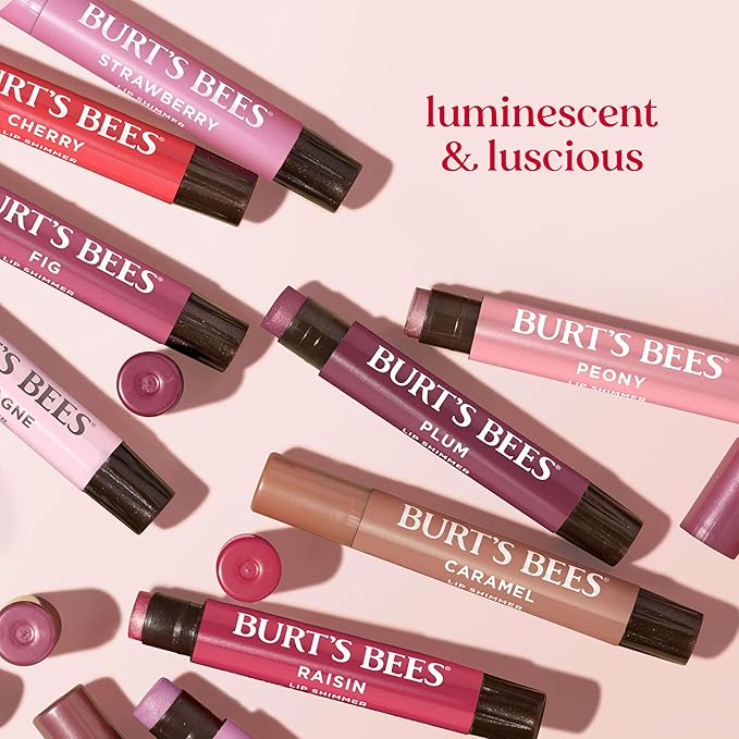 Burt's Bees Easter Basket Stuffers, Lip Shimmer Gift Set, Kissable Color, Warm Collection, 3-Pack, 0.09 oz.