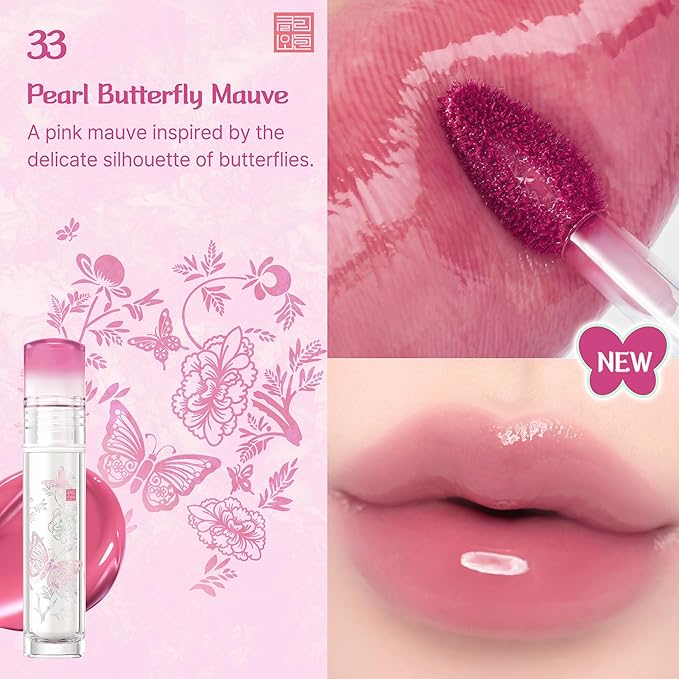 CLIO Crystal Glam Tint Korean Royal Heritage Edition, Glossy Lip Tint with Glass-Like Shine, Lightweight Buildable Lip Stain, Long-Lasting Color, Non-Sticky, Korean Lip (033 PEARL BUTTERFLY MAUVE)