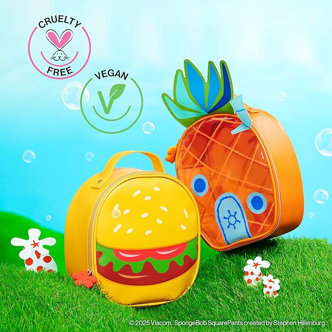 wet n wild SpongeBob Makeup Bag, Fun Full Zip Closure & Travel Friendly Handle – Krabby Patty