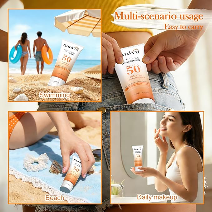 Sunscreen with SPF 50+,Sunscreen for Face PA++++ with Broad Spectrum UVA/UVB Protection,Face Sunscreen with Vitamin E,Oxybenzone-Free,Fragrance-Free for All Skin Tones,2.03 FL.Oz