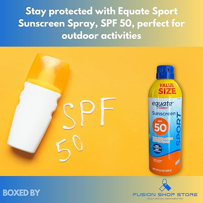 Sunscreen SPF 50- Value size Sport Broad Spectrum Spray, 9.1 oz (Pack of 1), Boxed By Fusion Shop Store