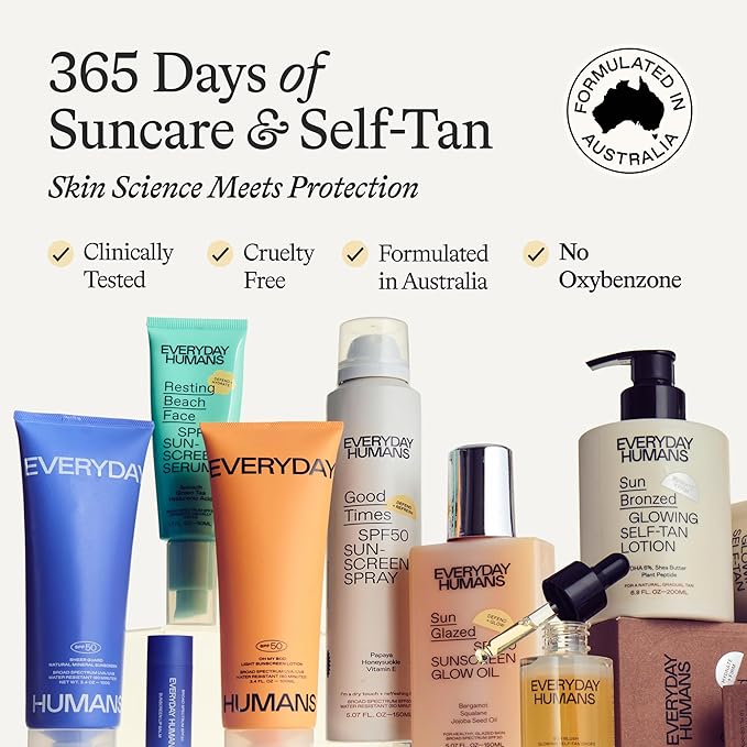 Sun Bronzed Gradual Self Tanning Lotion Australian Made 6.8 fl.oz | Moisturizing & Firming Self Tanner with Peptides | Streak-Free Luxe Sunless Tanner With Vetiver & Santal | Everyday Humans