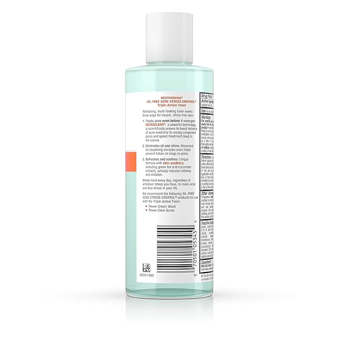 Neutrogena Oil-Free Acne Stress Control Triple-Action Toner, 8 Fluid Ounce (Pack of 2)