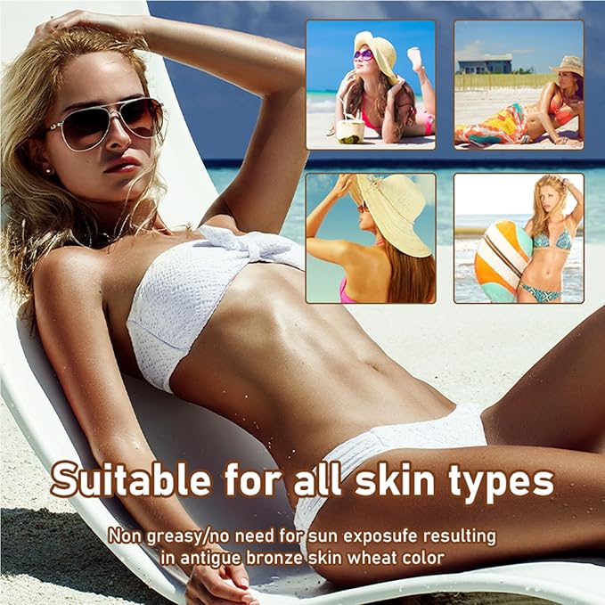 Natural Self-Tanning Lotion,Streak-Free Sunscreen with Coconut Oil and Argan Oil,Quick Absorption, No Orange Tint, Suitable for Face and Body - 5.29 fl oz