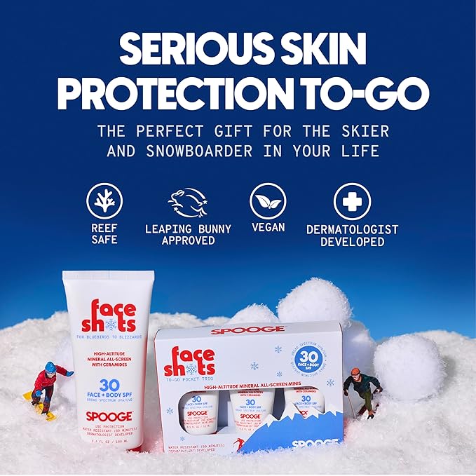 Face Shots High-Altitude All-Screen - Mineral Ski Sunscreen SPF 30 for Winter Sports - Mountain Sunscreen for Snow Sports - Water Resistant 80 Min - Edelweiss + Ceramides + Zinc Oxide - 3.4 FL OZ