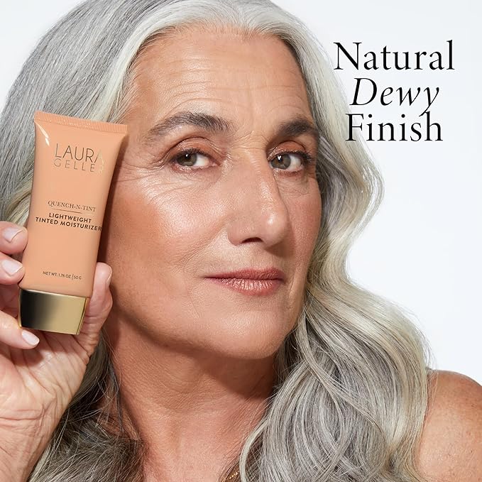 LAURA GELLER NEW YORK Quench-n-Tint Tinted Moisturizer - Sheer to Light Buildable Coverage - Natural Glow Finish - Lightweight Formula with Hyaluronic Acid, 03 Light/Medium