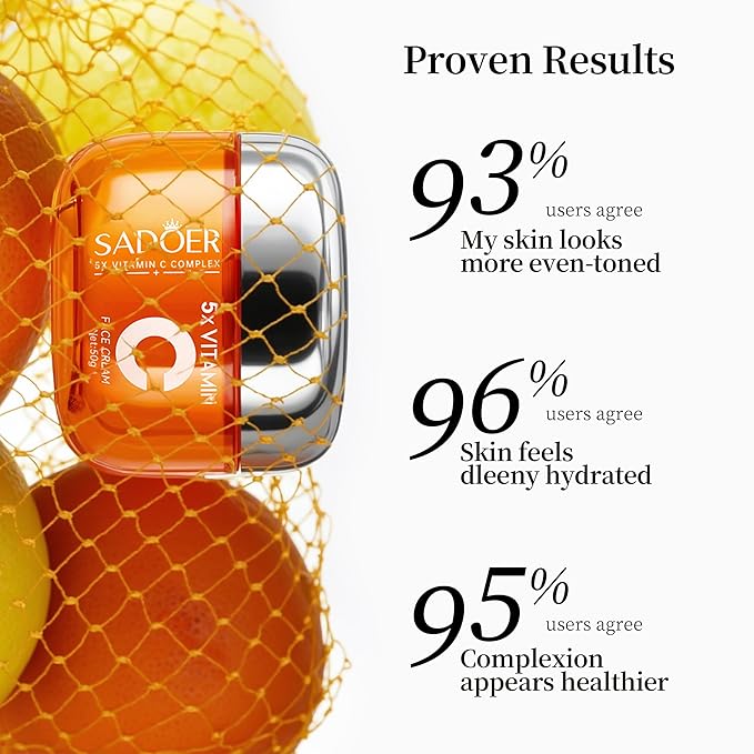 SADOER Vitamin C Face Cream 2 Pack, 5X Vitamin C with Hyaluronic Acid & Niacinamide, Daily Moisturizer to Boost Radiance, Hydrate & Even Skin Tone, For All Skin Types, 50g Each