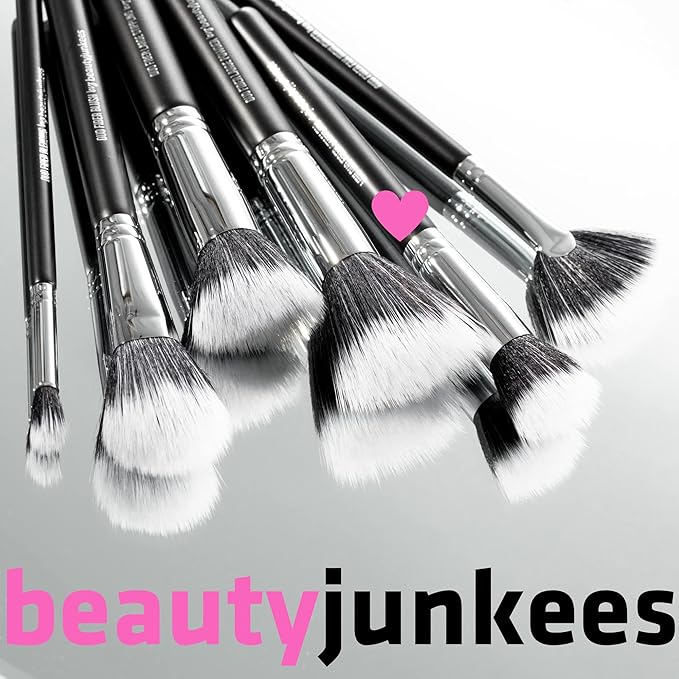 Beauty Junkees Small Stippling Brush Makeup - Duo Fiber Stipple Brush for Foundation Brush for Liquid Makeup, Blending Brush