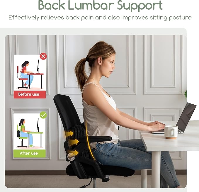 HIGOGOGO Lumbar Support Pillow for Recliner Chair/Accent Chair/Couch/Office Chair, Tufted Corduroy Back Support Cushion for Elderly, Recliner Cushions for Back Rest, Pain Relief, Reading, Black