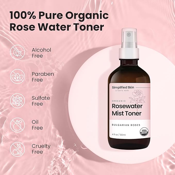 Rose Water Face Mist Duo – Organic Rosewater Spray & Anti-Aging Facial Toner with Matrixyl 3000, Aloe & Hyaluronic Acid – Hydrating, Alcohol-Free, 2-Pack