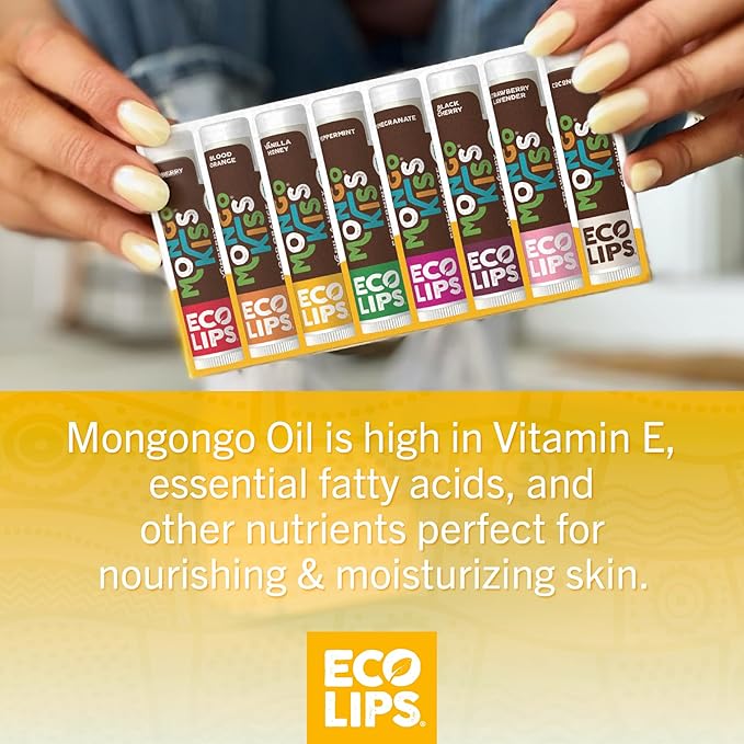 Mongo Kiss USDA Organic Lip Balm Set 8-pack (0.15 oz. each) with Mongongo Oil & Cocoa Butter to Moisturize Chapped Lips | Made in USA by Eco Lips - Honey Vanilla