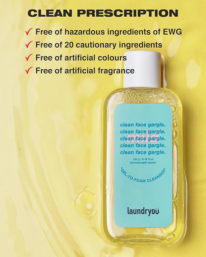 Gel-to-Foam Gentle Facial Cleanser Mild | Hydrating PHA Cleanser with Probiotics | Gentle Face Wash for Oily & Acne-Prone Skin | Korean Skin Care (5.64 fl oz)