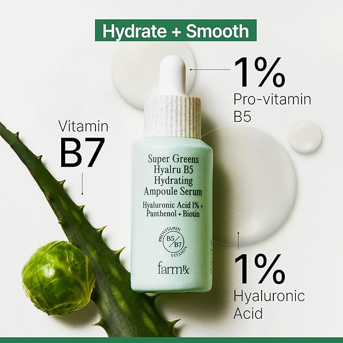 Farm Rx Super Greens Hyalru B5 Balancing Toner (6.4fl oz) & Super Greens Hyalru B5 Hydrating Ampoule Serum