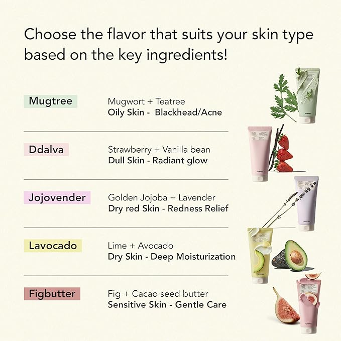 Whipped Korean Skincare Face Wash, Doubles as a Face Mask, Mugwort Tea Tree, Deep Cleansing Vegan Facial Cleanser for Oily Skin and Pore Care with Niacinamide, Hyaluronic Acid, Ceramide